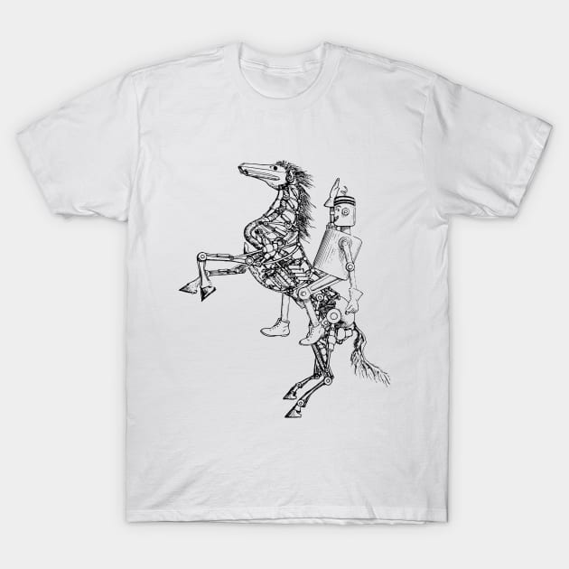 Mechanical rearing horse and rider. T-Shirt by davlem